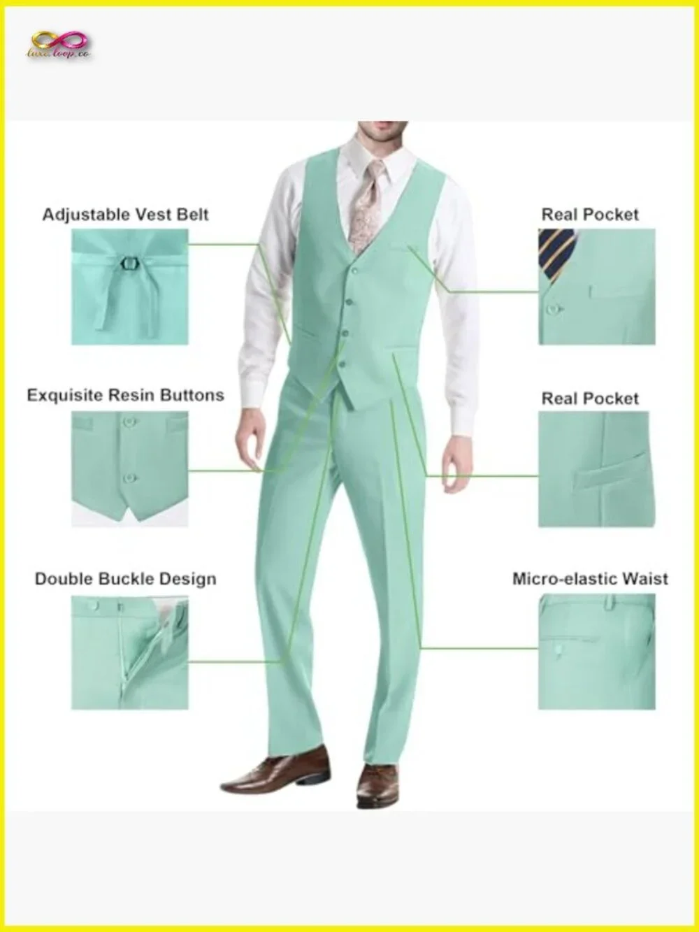 Slim Fit Three Piece Suit Set Modern Formal Business Wedding Blazer Vest Pants